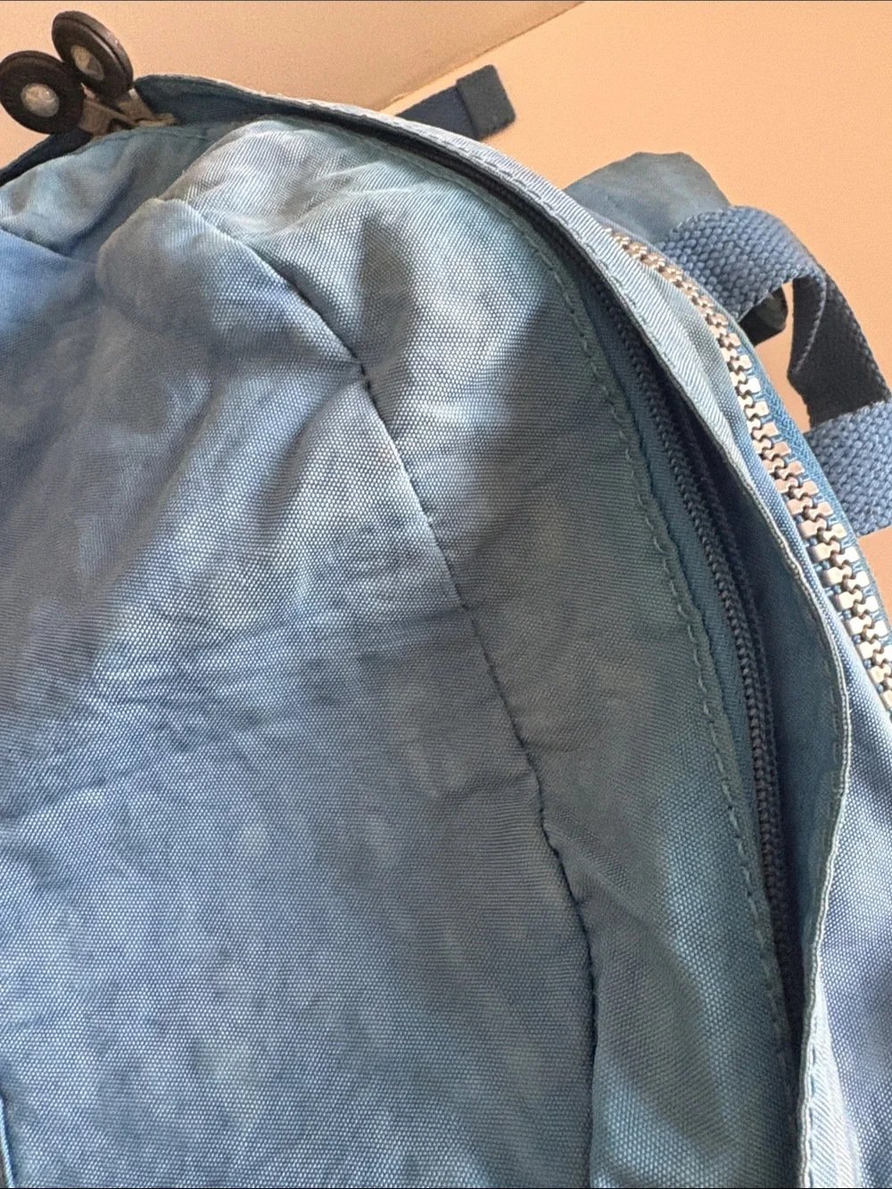 Kipling Sky Blue Nylon Daypack Front Zip Pocket X-Large backpack travel school
